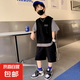 【男童夏裝短袖套裝】2025新款洋氣衣服酷帥兒童夏季休閑運(yùn)動(dòng)裝 NN-A1010【黑色】 140