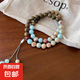 壽山石壽山石綠檀木拼接手串女中國(guó)風(fēng)禪意木質(zhì)手鏈 2條裝【禪意木質(zhì)手鏈】