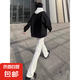 美式vibe褲子高街潮牌百搭純白色牛仔褲男直筒修身顯瘦痞帥微喇褲 白色-807 常規(guī) XL