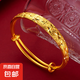 越南沙金手鐲女士車花雕刻復(fù)古時尚推拉實心手鐲不掉色 金色推拉滿天星手鐲1個