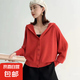 【UR制造商】女士優(yōu)雅針織連帽外套寬松減齡顯瘦百搭2025新款 紅色 L