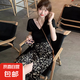 側(cè)開叉碎花半身裙女夏季2025新款高腰顯瘦包臀氣質(zhì)小個(gè)子直筒裙子 黑色 薄款 XL 建議111-125斤