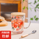 【全網(wǎng)熱銷(xiāo)】?jī)和Ｄ瘫瓗Э潭任芩瓕殞殯_泡奶粉杯早餐喝奶杯 400ml草莓女孩+竹蓋+木柄勺