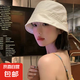 大頭新款日系漁夫帽子女夏季休閑薄款遮陽帽防曬盆帽遮陽水桶帽子 米色 均碼