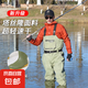 連體背帶路亞垂釣下水褲半身防水衣服褲帶雨鞋皮叉抓魚全身涉水褲 3D塔絲隆綠半身（外兜款） 45