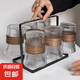 【采銷(xiāo)嚴(yán)選】玻璃水杯帶杯架套裝家用茶杯防燙束腰耐熱客廳水杯 杯架+六只風(fēng)琴杯 320ml 1只
