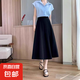 2025夏季新款洋氣黑色西裝半身裙女高腰半身長(zhǎng)裙傘裙中長(zhǎng)款a字裙 6903黑色西裝裙【松緊腰】 XL (推薦120-130斤)