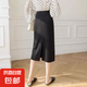 后開叉西裝半身裙女春秋2025新款高腰顯瘦a字一步裙中長款包臀裙 6901極簡黑#后開叉西裝半身裙 L (推薦【105-115斤】)