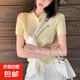【正肩】2025新款夏季女裝Polo衫冰絲短袖T恤上衣爆款白色穿搭 淺黃色 均碼 建議85-135斤