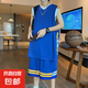運(yùn)動(dòng)籃球服套裝男夏季新款冰絲速干背心T恤短褲寬松兩件套 藍(lán)色 4XL【建議165-185斤】