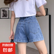 淺色牛仔短褲女2025年新款高腰顯瘦闊腿寬松a字小個(gè)子超短熱褲子 N160藍(lán)色 3XL