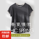 【阿瑪尼制造商】女夏季新款天絲羊毛撞色短袖衫顯瘦半袖 深麻灰 XL （120-135斤）
