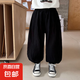 兒童冰絲垂感防蚊褲男童運(yùn)動(dòng)褲夏季薄防曬透氣中小兒童寬松燈籠褲 黑色 100