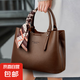 專柜品牌真皮女包手提包女2025新款大氣女士中年禮物送媽媽斜挎包 淺棕色