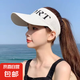 爆款帽子女夏季防曬遮陽帽戶外鴨舌空頂帽騎車遮臉太陽帽遮陽帽 白色
