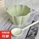 少女心草莓雙耳碗勺湯碗沙拉碗飯碗家用碗高顏值年輕人釉下彩餐具 奶油雙耳碗（1碗1勺） 2件套
