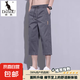 袋鼠七分褲男夏季薄款2025新款運動寬松休閑夏天工裝過膝八分短褲 7601深灰色 YM XL （適合110-130斤）