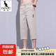 袋鼠七分褲男夏季薄款2025新款運動寬松休閑夏天工裝過膝八分短褲 7601卡其色 YM XL （適合110-130斤）