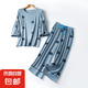 睡衣女夏季莫代爾七分袖七分褲燈籠袖圓點(diǎn)寬松薄款家居服兩件套裝 藍(lán)色 （七分袖七分褲） L （115-130斤）