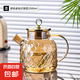 琥珀金鉆涼水壺茶壺大容量耐高溫泡茶壺茶具高檔家用泡茶器 中菱形金壺 1500ml