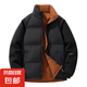 假兩件棉衣男雙面穿冬季加厚保暖外套男立領(lǐng)棉服休閑百搭男裝棉襖 黑色 2XL 【建議150-165斤】
