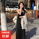 吊帶黑色夏季2025長裙時(shí)尚遮肉氣質(zhì)女裝連衣裙顯瘦純色寬松 黑色 2XL 建議【140-155斤】