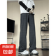 休閑褲男2025夏季新款輕薄透氣格子褲情侶款百搭休閑復(fù)古垂感長褲 灰色 XL