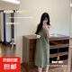 吊帶黑色夏季2025長裙時(shí)尚遮肉氣質(zhì)女裝連衣裙顯瘦純色寬松 綠色 2XL 建議【140-155斤】