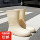 雨靴女款日系新款女士雨鞋時尚外穿防滑水鞋網(wǎng)紅同款百搭防水雨靴 JD313中筒-卡其色 37-38