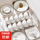 餐具家用組合簡(jiǎn)約清新黑線陶瓷餐具碗盤勺筷套裝純黑線餐具套裝 純黑線24頭