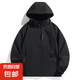 連帽夾克男女春秋季情侶軟殼外套可拆卸防風(fēng)防水三合一運動登山服 6266黑色 XL 【125-140斤】