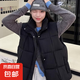 高檔秋冬新款馬甲女無(wú)袖坎肩外穿時(shí)尚休閑馬甲外套棉馬甲女裝 黑色 M 【110斤以下】