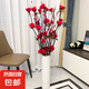 仿真太陽花假花客廳裝飾干花仿真向日葵永生花絹花落地擺設客廳 玫瑰紅色+含瓶（一共8枝）