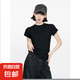 【地素DZZIT同款】純棉正肩短袖t恤女修身顯瘦純色內(nèi)搭GXXX11 黑色（高質(zhì)量款） L