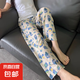 夏季新款棉綢女士薄款大碼人造綿綢可外穿家居碎花長(zhǎng)褲子寬松睡褲 黃藍(lán)小瓶子 L 【建議100-140斤】