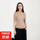 【海瀾之家制造商】女士純色半高領(lǐng)短袖休閑百搭針織衫 駝色 XL 115-130斤