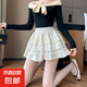 白色蕾絲蓬蓬裙蛋糕裙女夏季芭蕾風(fēng)小個(gè)子高腰顯瘦a字短裙半身裙 南大街-4276【白色/自帶內(nèi)襯】 XL