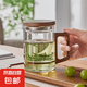 木作茶杯三件杯防燙帶把手木把玻璃杯泡茶杯喝耐高溫 400ml 三件杯