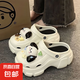 2025洞洞鞋女DIY透氣拖鞋女涼鞋韓版防滑厚底涼拖鞋包頭沙灘拖鞋 TT白色厚底4CM洞洞鞋(大狗頭) 38-39 適合37-38