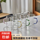 六色玻璃茶杯水杯耐熱加厚套裝家用玻高硼硅璃杯彩把 粉藍(lán)綠黃黑透明 300ml