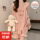 ins風(fēng)睡衣女夏季云朵棉吊帶背心甜美少女可外穿帶胸墊家居服套裝 6956豆沙色 L