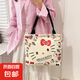 韓系卡通蝴蝶結(jié)手提包日系極簡(jiǎn)帆布包單肩上課通勤便當(dāng)包 大KT貓【貓須】27*26cm