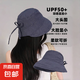 日系miu系甜美藏青格子漁夫帽女新款夏季大檐遮陽(yáng)防曬盆帽 藏青色 均碼