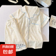 女童夏季云朵棉兒童睡衣套裝2025新款可愛女孩中大童開衫家居服 LE云朵棉短套：DN-童雙短103 均碼 M碼(身高145CM-155CM)