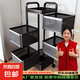 廚房旋轉(zhuǎn)置物架家用落地移動(dòng)多層零食箱客廳果蔬菜籃小推車收納架 五層-高93cm【方形黑色】