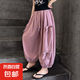 女童夏季薄款褲子中大童時(shí)尚洋氣蝴蝶結(jié)燈籠褲兒童休閑百搭防蚊褲 YLL-H01【粉色】夏季薄款 150