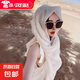 純色棉麻毛邊圍巾女春夏防曬長(zhǎng)披肩韓版軟糯保暖細(xì)膩百搭薄大絲巾 布袋散須-米白色