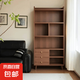 中古風(fēng)書架一體靠墻落地儲(chǔ)物柜實(shí)木置物架收納柜沙發(fā)邊柜客廳書柜 【可拆架腿】胡桃色80*30*160cm