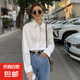 簡(jiǎn)約翻領(lǐng)襯衫女韓系氣質(zhì)疊穿內(nèi)搭小衫寬松休閑通勤長(zhǎng)袖襯衣J845 白色 L