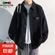 保威特犀牛（POVOTE）春秋款潮流燈芯絨港風(fēng)長袖襯衫男生帥氣夾克 309黑色 XL 【120-135斤】